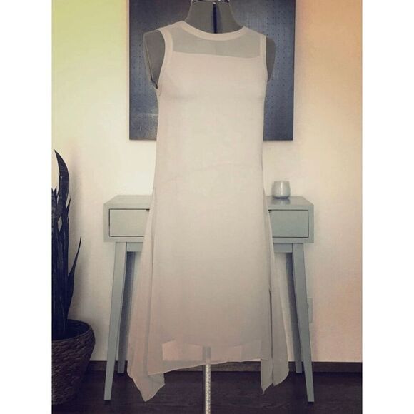 NEW ALLSAINTS Womens 0 Lyra Sleeveless Chiffon Asymmetrical Dress - Picture 2 of 7